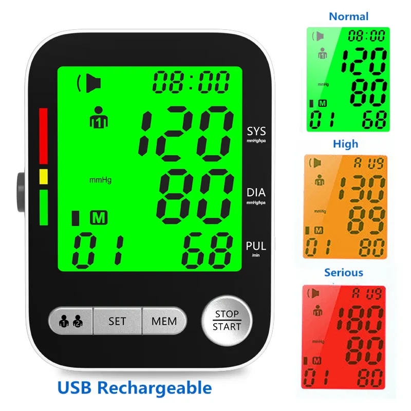 CE 승인 공장 도매 중국 공급 업체 디지털 Tensiometro 충전식 혈압계 혈압 모니터