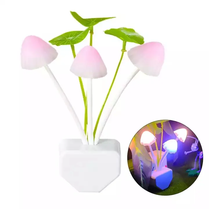 Mushroom Night Light Colorful LED Sensor Wall Lamp EU & US Plug Decorative Lamp