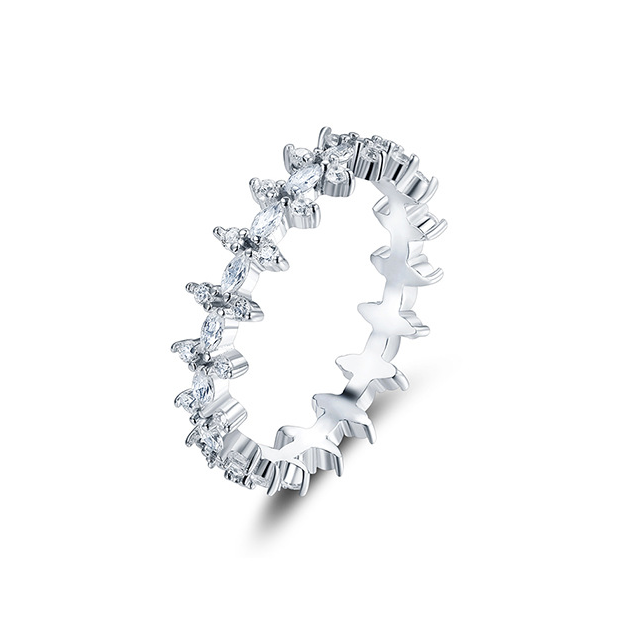 bague éternité trèfle argent