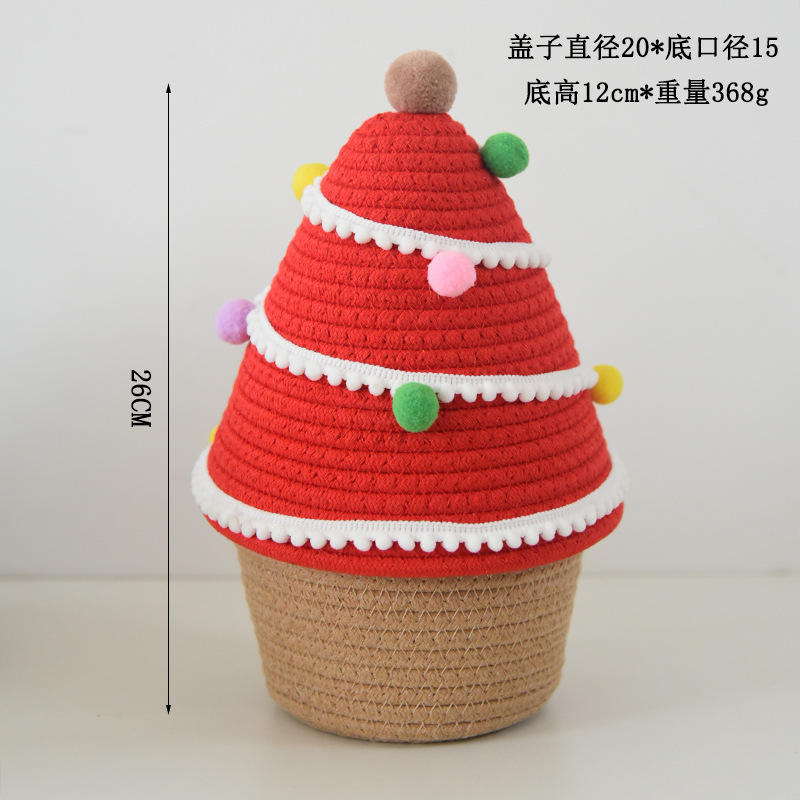 Sapin de noël pom-pom de couleur rouge