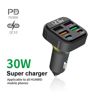 K35 Power Supply Adapter Car <strong>Charger</strong> for Mobile Phone PD 30w+QC3.0 Fast Charge 4USB +2TYPE-C Fast Car <strong>Charger</strong> - Product Image 3
