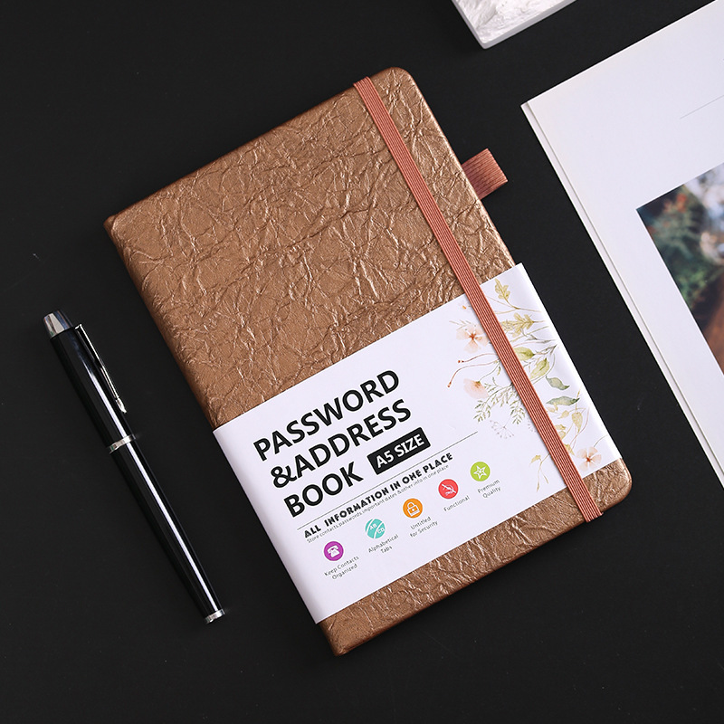 Small a5 english password book brown