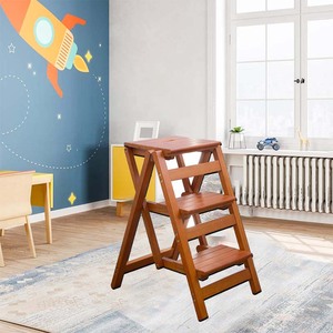 Taburete para adultos/Escalera/Silla de mostrador Taburete de madera portátil plegable de 3 escalones Antideslizante y ligero - Product Image 6
