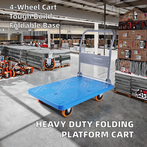 Im lặng gấp phẳng Xe đẩy bốn bánh nhựa đẩy-Kéo giỏ hàng tiết kiệm công sức - Product Image 2