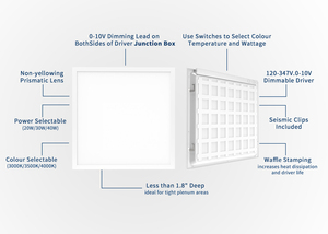 2x4 LED Panel AYDINLATMA 5CCT ve 5 güç seçilebilir 0-10v kısılabilir, AC120-277V, 50W 6500LM damla tavan ışık ofis için - Product Image 3