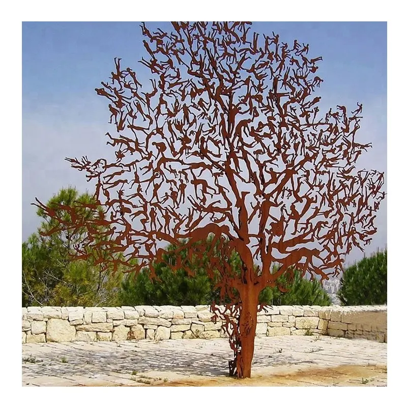 Escultura de árvore de metal grande forma humana, jardim