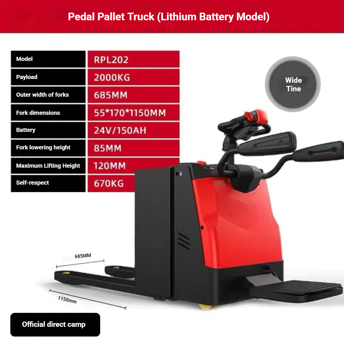 PRL202-Lithium 2 Tonnes 1150X685MM