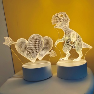 New Kids Night Light 3D <span class=keywords><strong>LED</strong></span> Night Lamp Creative Table lampada da comodino Romantic Heart Bear Light Home Decor regalo di natale