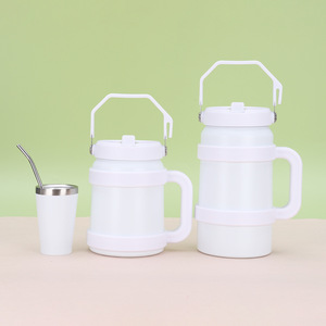カスタムロゴ63OZ 304ステンレス真空サーモスカップセット統合ハンドル水ボトルバレル吸引JUGリッドタンブラー