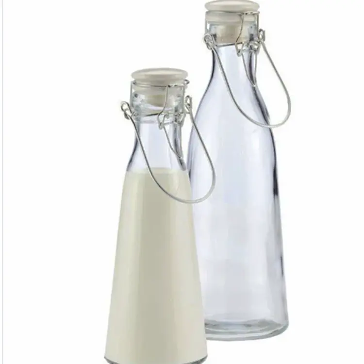 luftdicht 33 oz milch lagerung transportbehälter 1000 ml klar konisch leer klar klasse flasche mit keramik weißer deckel