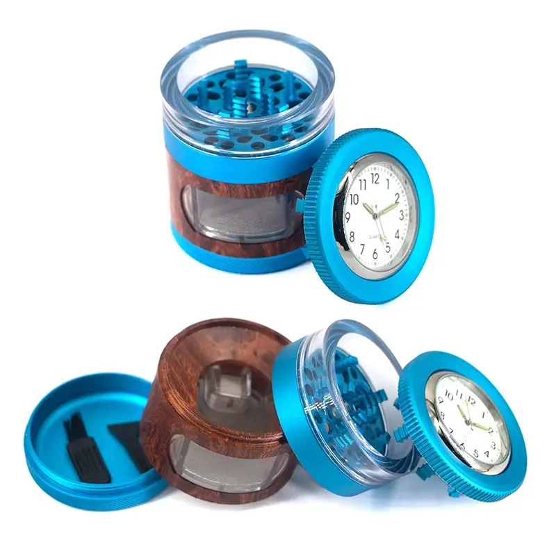 Desain unik dengan jam tangan 4 lapisan 2.16 inci, penggiling herbal aluminium Aloi untuk merokok