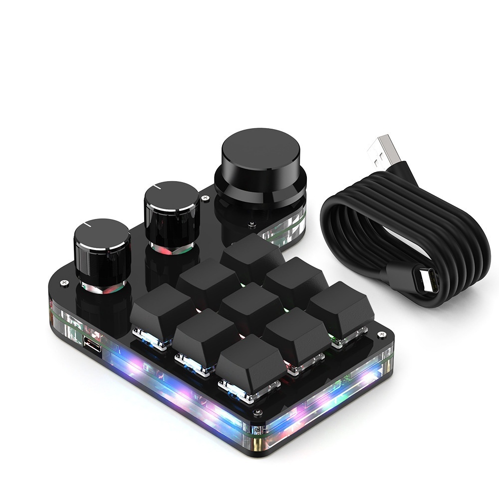 Noir 9+3 boutons filaire RVB