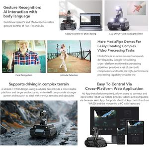 UGV Beast Ros 2 PT PI5 AI Kit Acce de código abierto Off-Road Tracked AI Robot Controladores duales para Raspberry Pi 4B Raspberry Pi 5 - Product Image 6