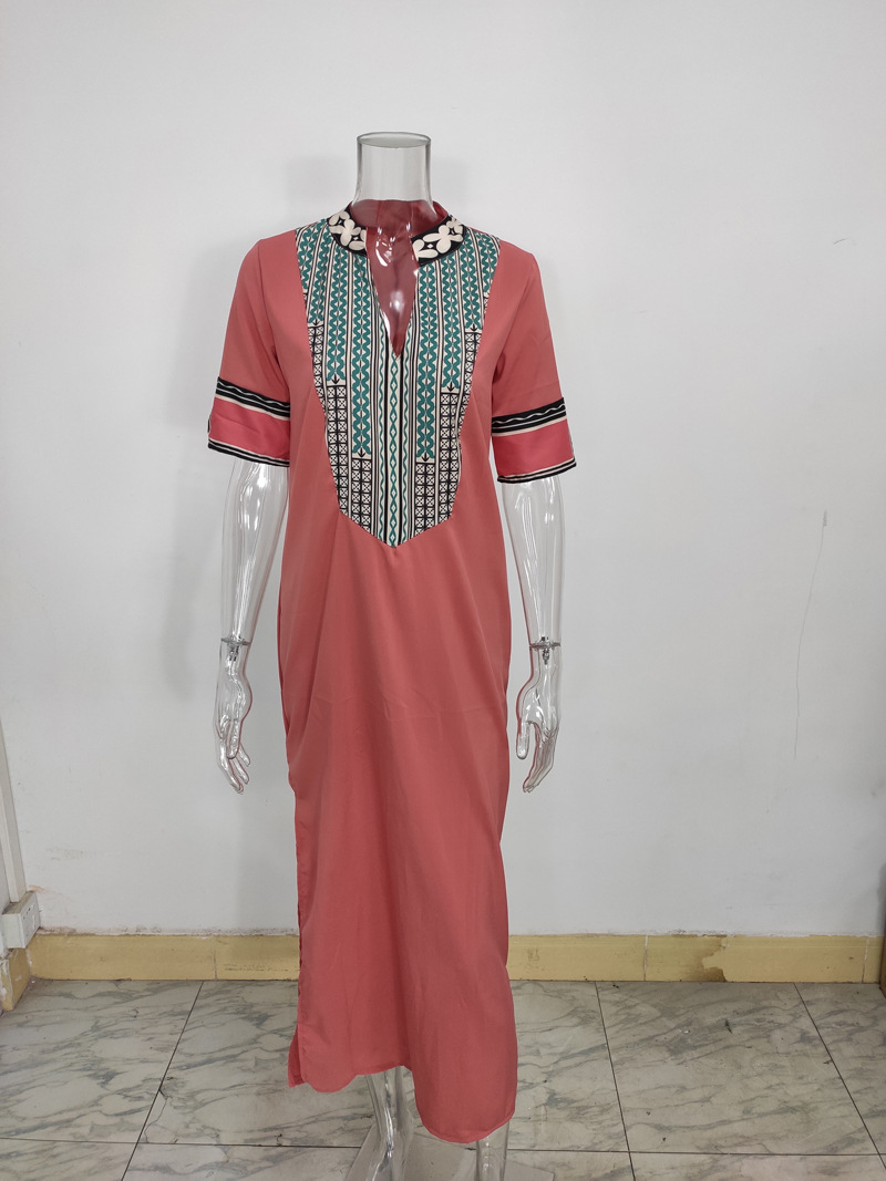 Popular New Styles Floral Print Split Maxi Womens National Casual Dresses Bohemian Dress for Women