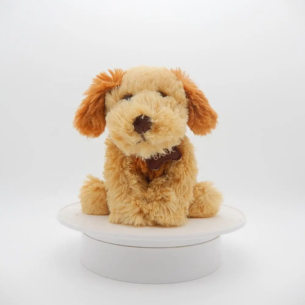 Brinquedos de pelúcia de cachorro de pelúcia sentado, cachorro de pelúcia com colar, oem, boneca