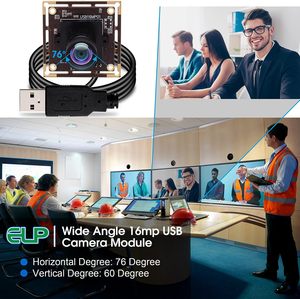 Modulo fotocamera USB ELP 16MP con obiettivo da 75 gradi senza distorsione CMOS IMX298 USB2.0 Video Raspberry Pi Web PC Camera per stampante 3D - Product Image 4