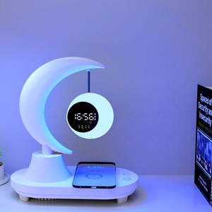 New Arrival Modern LED Music Ambient Lights Wireless Charging Smart Desk <strong>Lamp</strong> With BT Speaker <strong>Time</strong> Date Week Display Function - Product Image 2