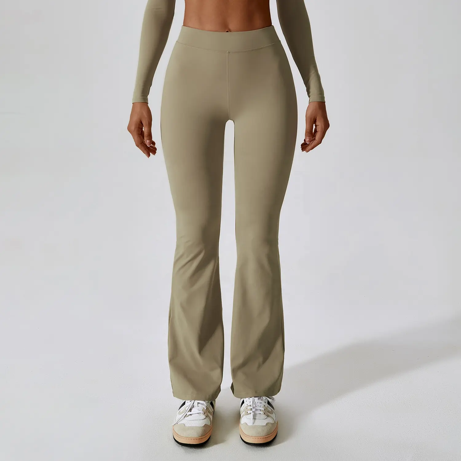 Pantaloni a zampa di Yoga leggeri morbidi elasticizzati morbidi ad asciugatura rapida da donna
