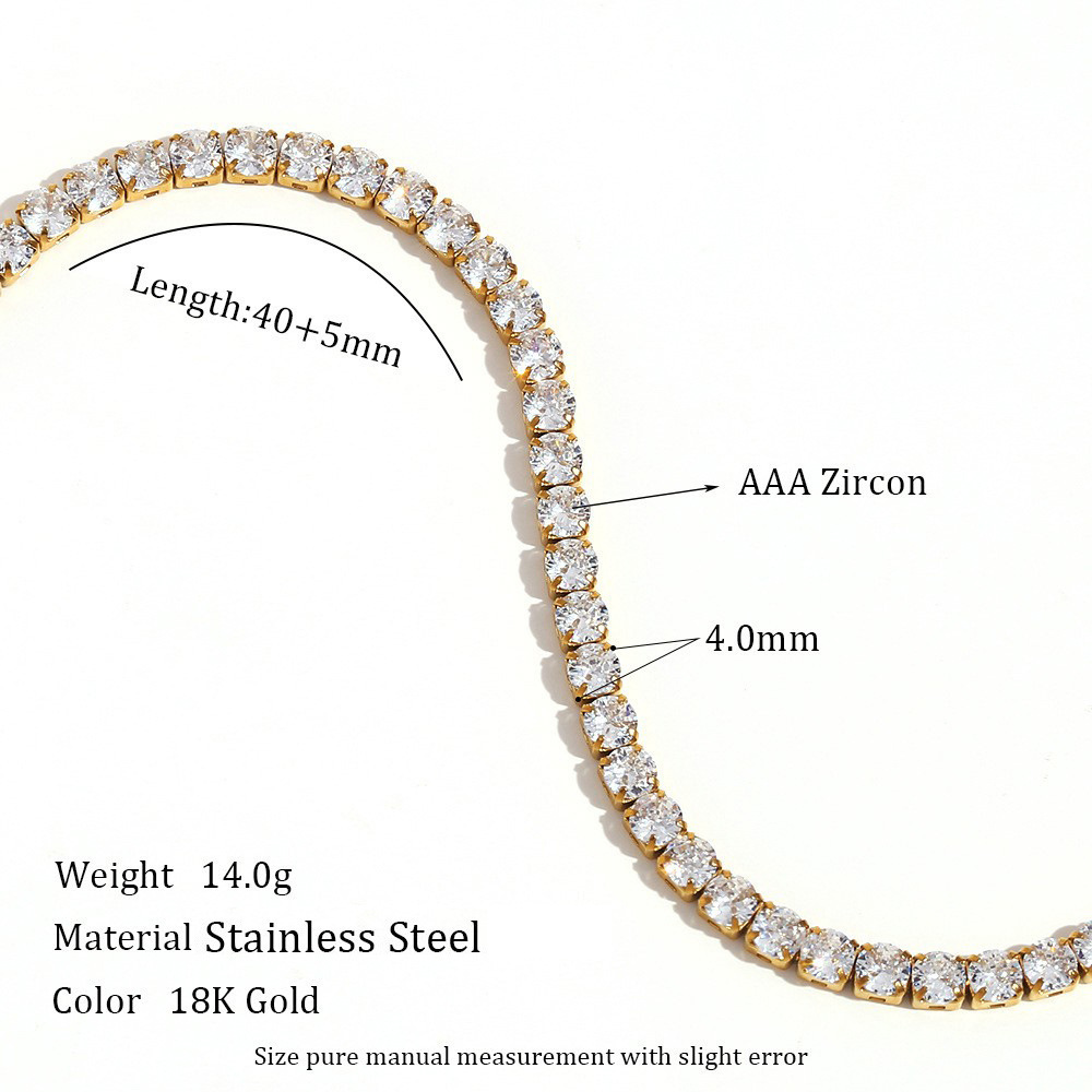 Necklace 4mm Thickness 40cm+5cm Length - Gold Color