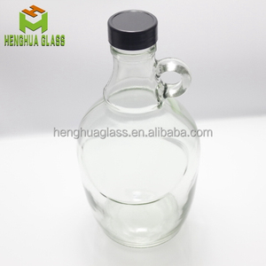空1L红酒玻璃瓶透明1000毫升Moscato白酒橄榄油液体容器瓶，带手柄和螺帽 - Product Image 3
