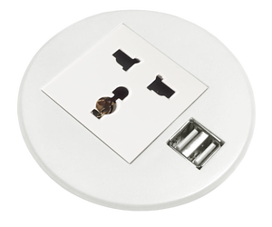 Ojal de enchufe de escritorio redondo integrado con enchufe de 1AC y cargador de 2USB 20W PD carga rápida muebles enchufes de mesa - Product Image 4
