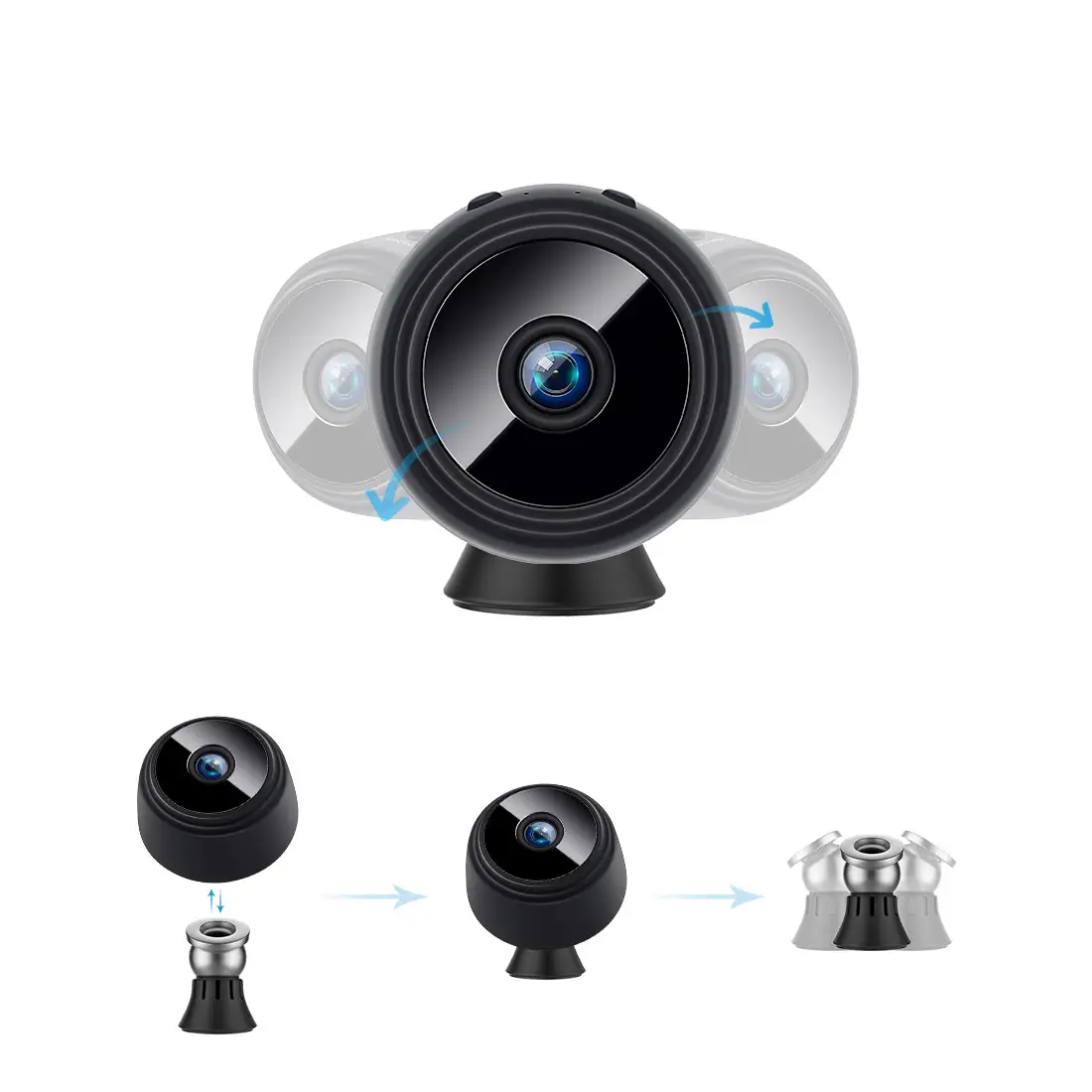 Wistino 4K Caméra de surveillance minimale pour la maison Vision nocturne Full Color Remote Viewing Pet Mini Camera