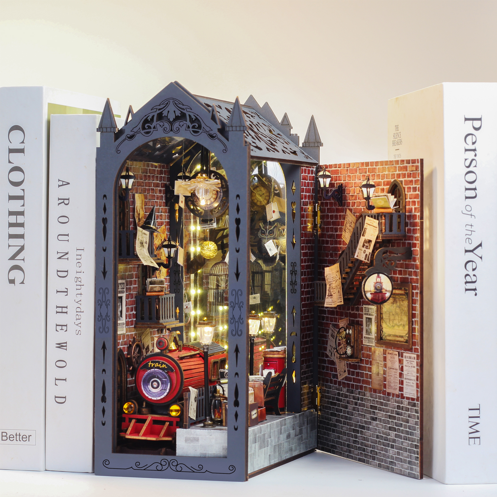 Coin de livre de gare en bois 3D