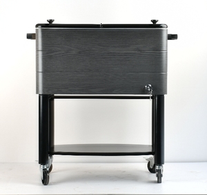 80qt Patio gỗ hạt mát giỏ hàng với bánh xe cán mát đồ uống giỏ hàng Băng bia mát sản xuất - Product Image 4