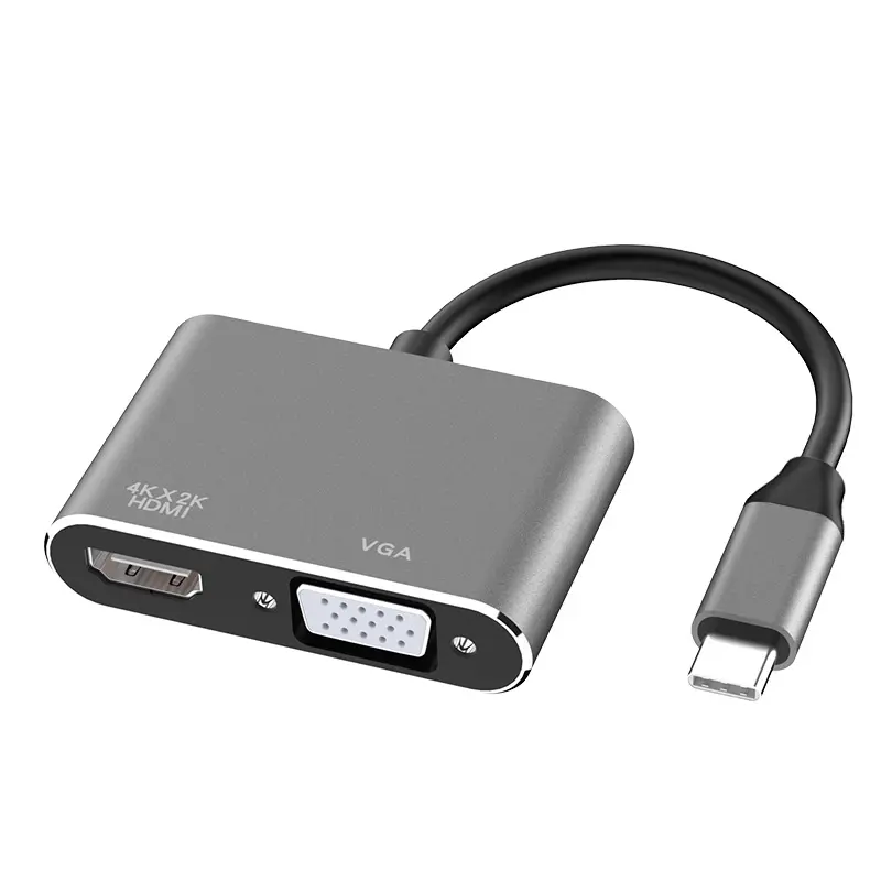 USB-концентратор 2 в 1, HDMI, VGA, 4K, 1080P