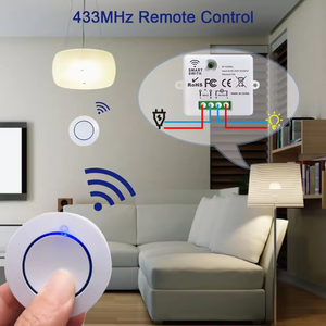 KT23-<strong>B</strong>-4 QIACHIP Wireless RF 433MHz Remote <strong>Control</strong> Switch AC 220V 10A Relay Receiver and Round Button Transmitter