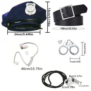 Песенар Униформа шляпа дубинка значок солнцезащитные очки Усы <span class=keywords><strong>FBI</strong></span> Cop Swat Набор для Хэллоуина - Product Image 2