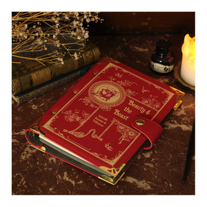 Custom Leather Cover Beauty and the Beast <strong>Book</strong> Refillable Binder Notebook Literary Journals and Notebooks for Holiday Gift