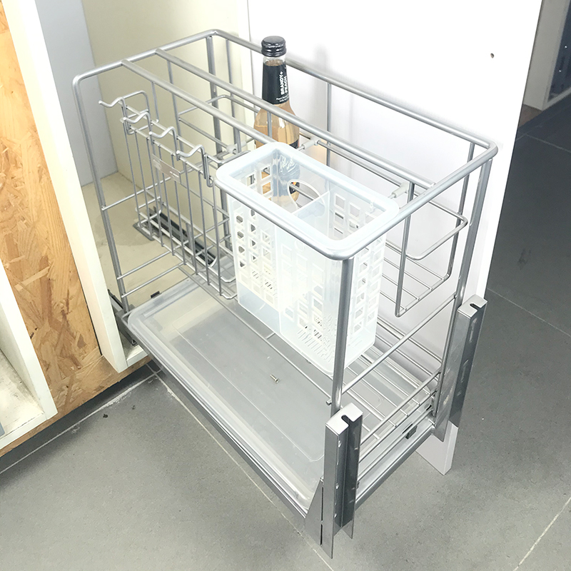 200 300 350 400 450 mm Kitchen Storage Chromed Stainless Steel Pull Out Rack Wire Seasoning Baskets