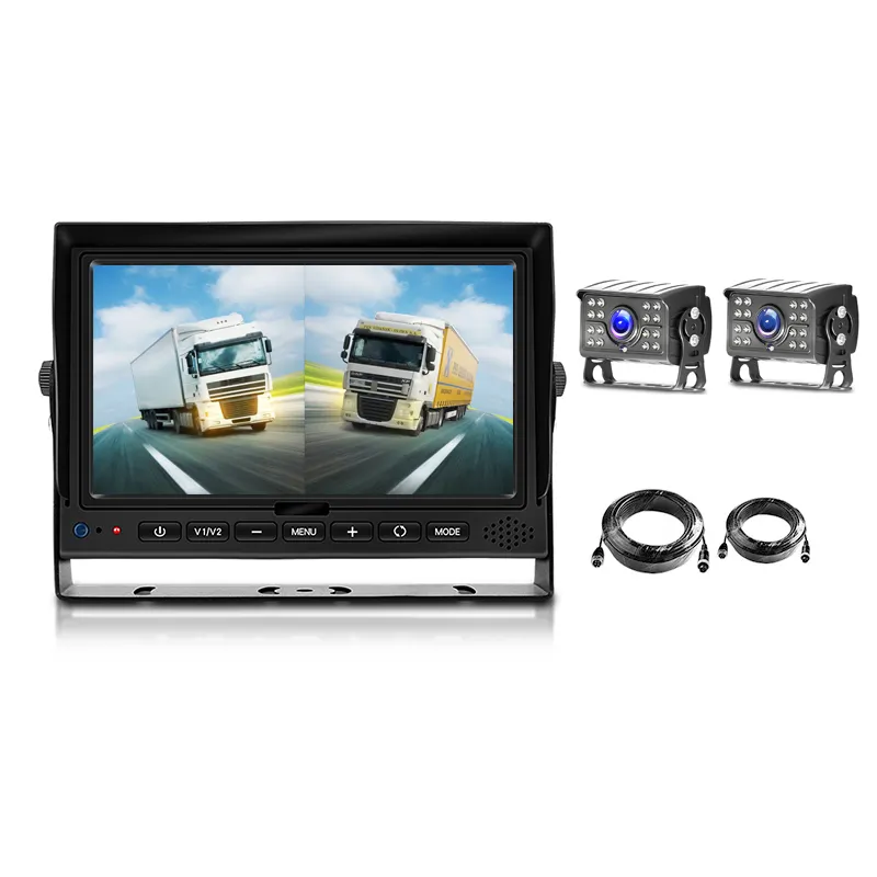 Moniteur IPS de bureau 9-35V avec rétroviseur, 7 pouces, Vision nocturne, caméra de recul, moniteur de télévision MDVR TFT LCD, pour voiture