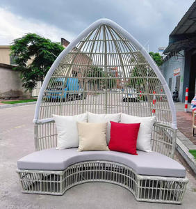 Nhà hàng sân vườn, hồ bơi, đồ nội thất ngoài trời sang trọng, ghế sofa tròn ngoài trời bằng mây, ghế sofa giường và mái che - Product Image 2
