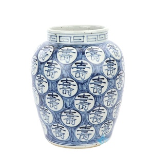 Rzfb10 <span class=keywords><strong>Ming</strong></span> Blauwe En Witte Volksoven Baishou Porseleinen Pot Keramische Vaas