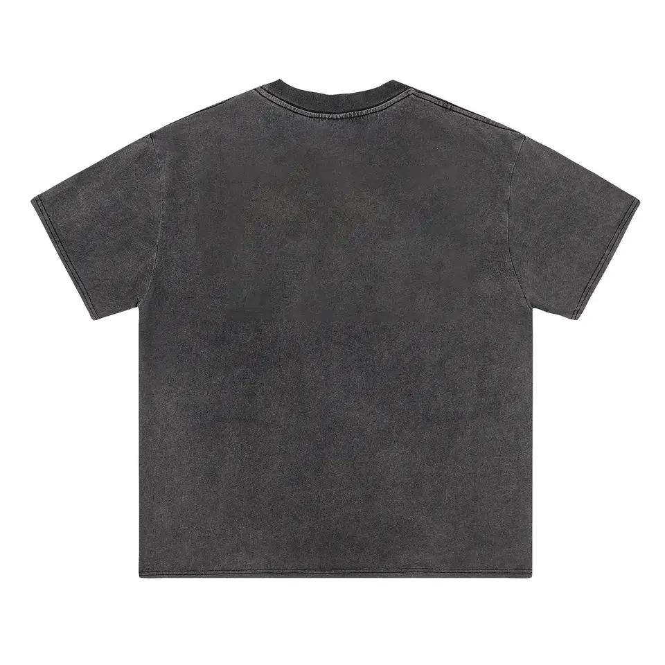 Camiseta con estampado de piedra lavada para hombre, ropa de calle con estampado personalizado, holgada, unisex