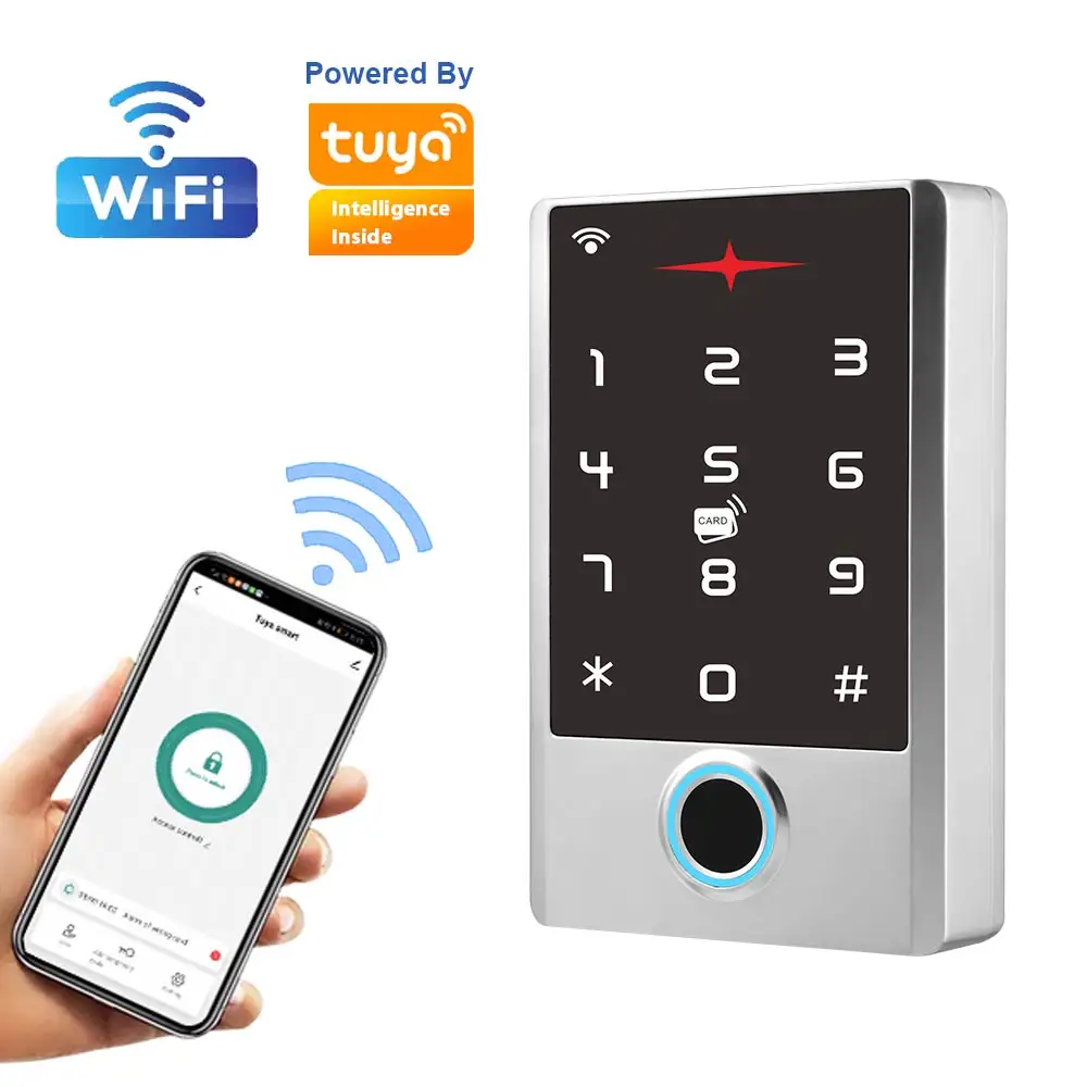 Sistema de Control de Acceso de puerta, teclado independiente, Rfid, tarjeta de huella dactilar, controlador de acceso Wifi, Tuya IP68