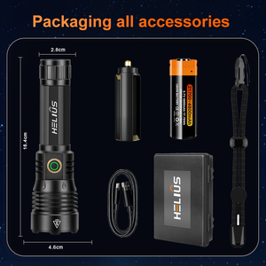 Helius 1350 Lumens Sáng Đèn Lồng Mạnh Mẽ 40W Chất Lượng Cao Có Thể Sạc Lại Cắm Trại Zoom <span class=keywords><strong>Torch</strong></span> Ánh Sáng Chiến Thuật Trắng <span class=keywords><strong>LED</strong></span> Đèn Pin - Product Image 6