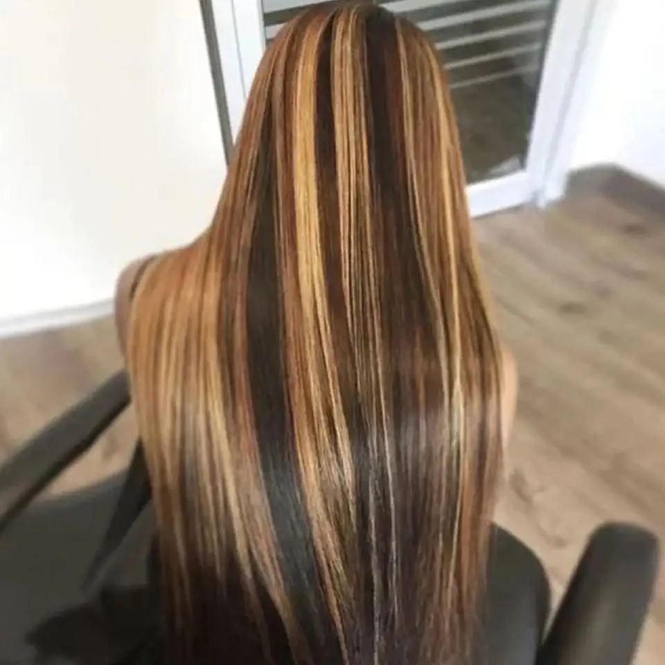 Neky peruca de cabelo humano liso, 4/27 reta 30 polegadas ombré 13x4x1 virgem hd transparente