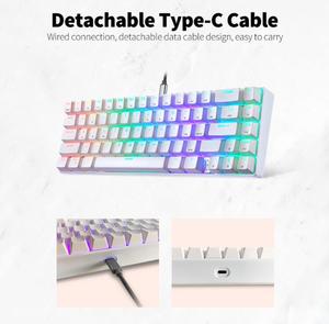 Motospeed CK67 kablolu oyun klavyesi RGB ışık 60% <span class=keywords><strong>67</strong></span> tuşları mekanik klavye siyah beyaz renk