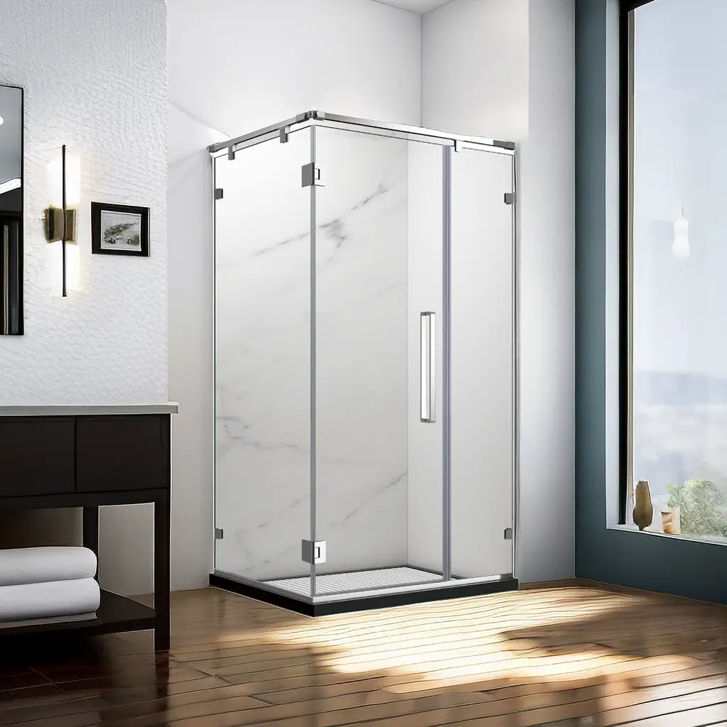 Cabina de ducha de vidrio templado pequeña moderna Cabina de ducha de baño Habitación húmeda Cabina de ducha de vidrio cuadrada