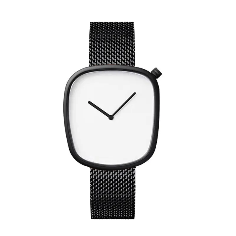 Jam tangan bisnis minimalis, arloji persegi tidak teratur tahan air quartz mewah baja tahan karat dengan logo kustom