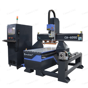 4轴6 8工具线性自动换刀CA-6090 6012 Atc数控刳刨机，带旋转轴木工 - Product Image 2