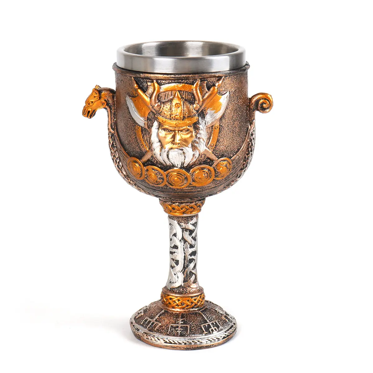 Medieval Vintage Nórdica Mitologia Viking Deusa Aço Inoxidável Resina Tumbler Viking Pirata Bar Vinho Cálice