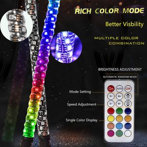 แส้แสงสี3ft/4ft/5ft RGB,ไฟ LED 180/270/360/450แส้แสงพร้อมเสาธงรีโมทคอนโทรล - Product Image 5