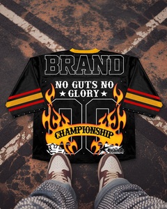広州ShangshangカスタムポリエステルジャージーtシャツスクリーンプリントラインストーンTシャツ特大スクエアメッシュサッカージャージTシャツ