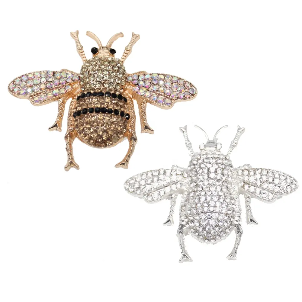 Broche de abeja de cristal para mujer, joyería Vintage, broche de abeja de miel, broche de insecto, diamantes de imitación