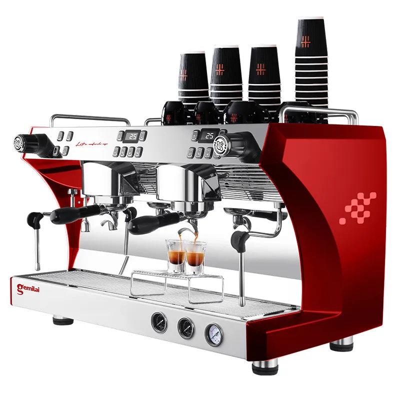 Gemilai CRM3120C dükkanlar ve cafeteras için en iyi 2 grup yarı otomatik ticari espresso kahve makinesi