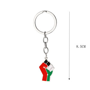 מחזיקי מפתחות דגל פלסטיני מפת אגרוף אביזרים צורה דקורטיביים תליון מתכת דקורטיבי כלי מפתח רגיל לגברים ולנשים